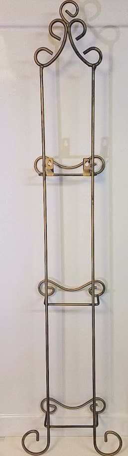 Vintage Wall Plate Holder Holds 3 plates Black Metal Look 38" Tall 5