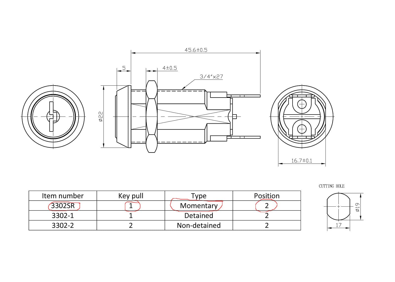 Lot of 8 IGT Style Reset Key Switch Single Pole  Flat key Spade Terminal KA 2