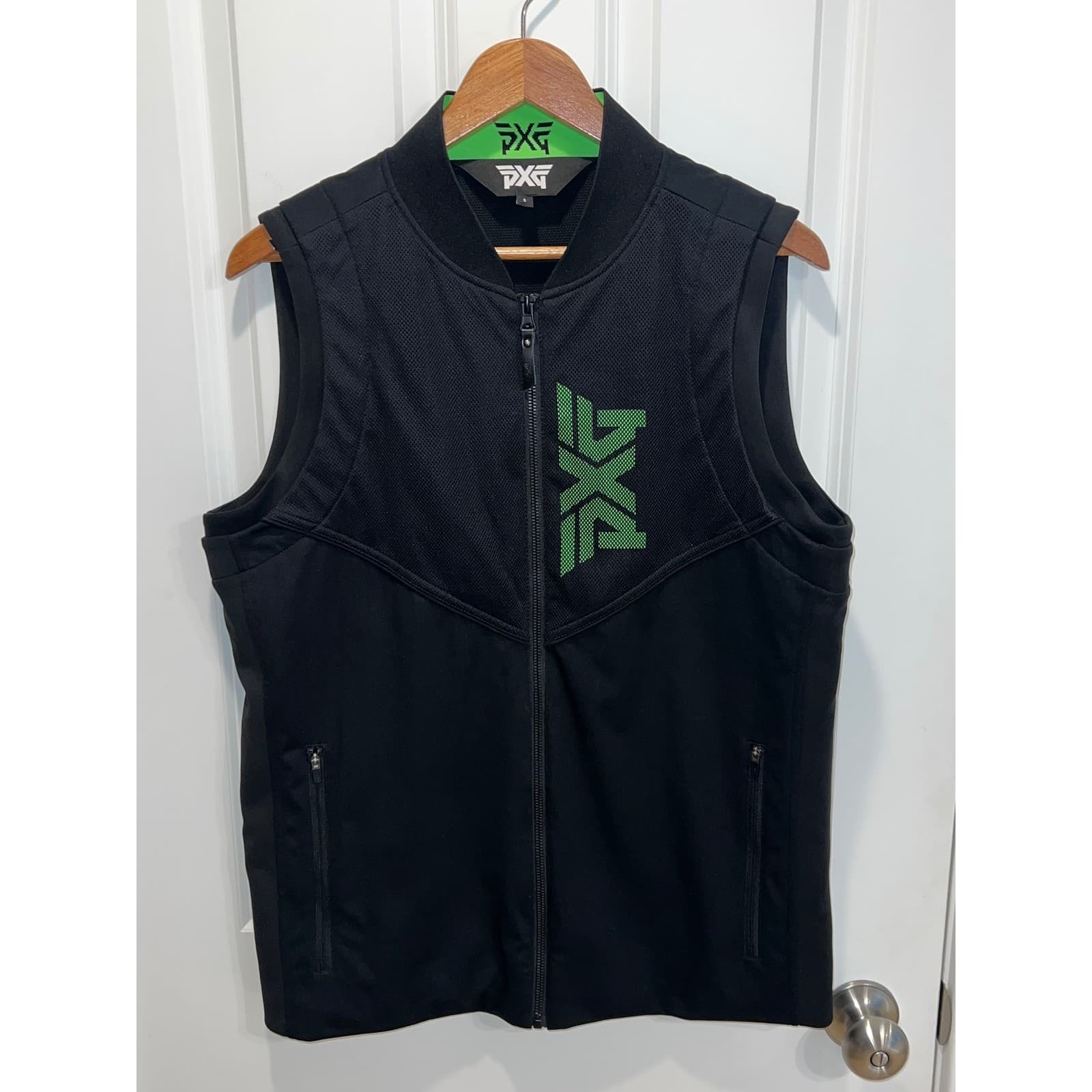 PXG Golf Vest Mens Small Black Sleeveless Full Zip Golfing Sporty Pockets 2