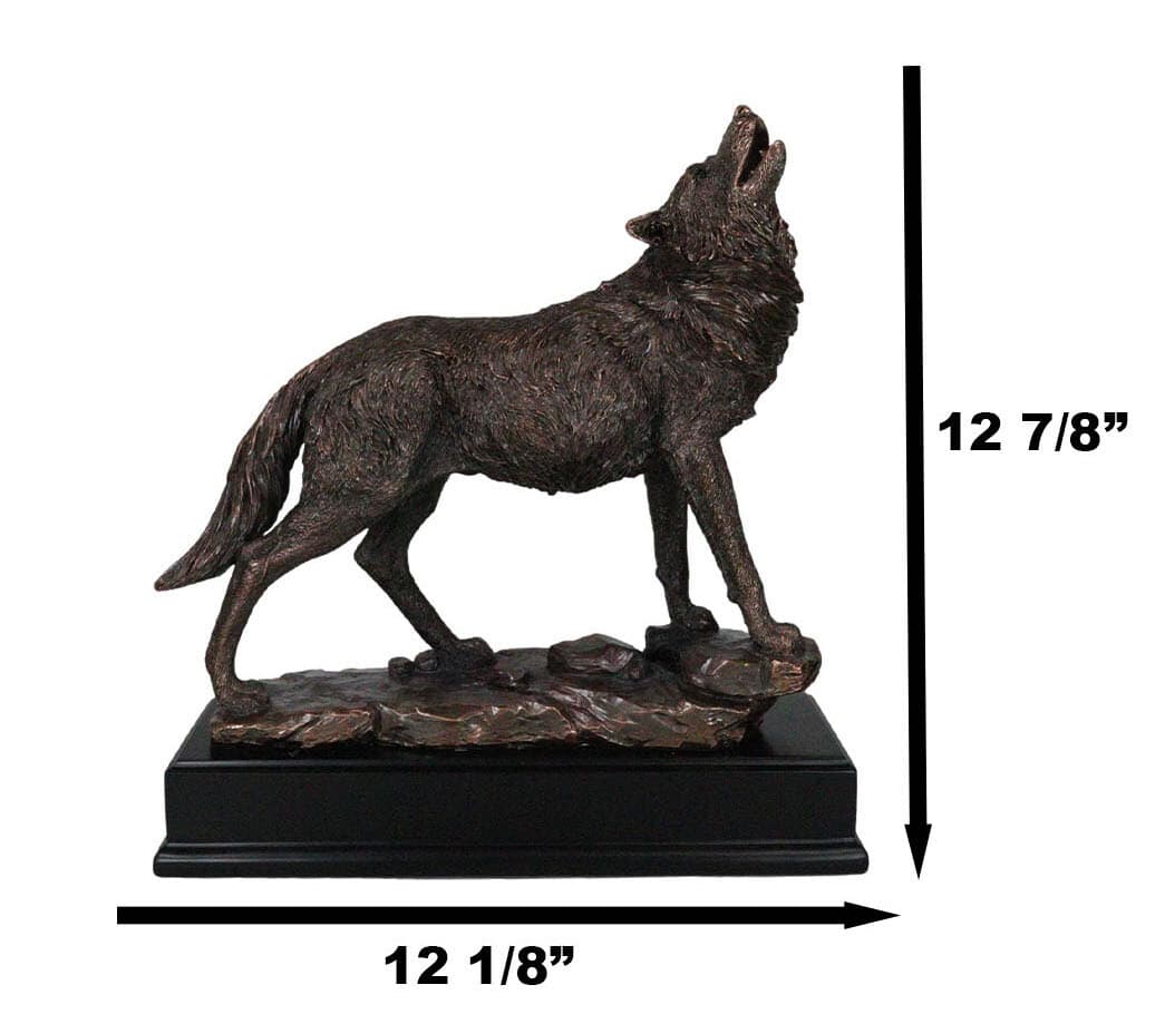 Rustic Forest Woodlands Howling Spirit Alpha Wolf Figurine With Trophy Base 2