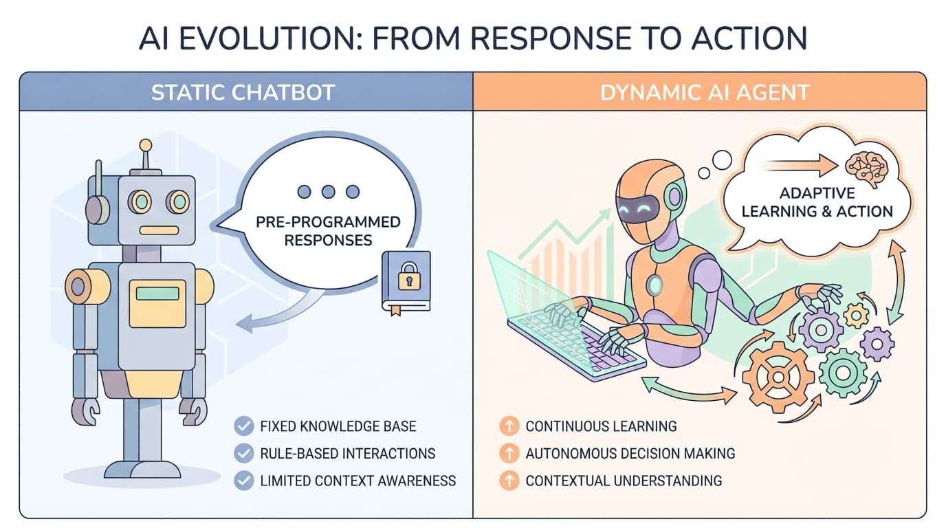 Comparison of Chatbots versus AI Agents capabilities