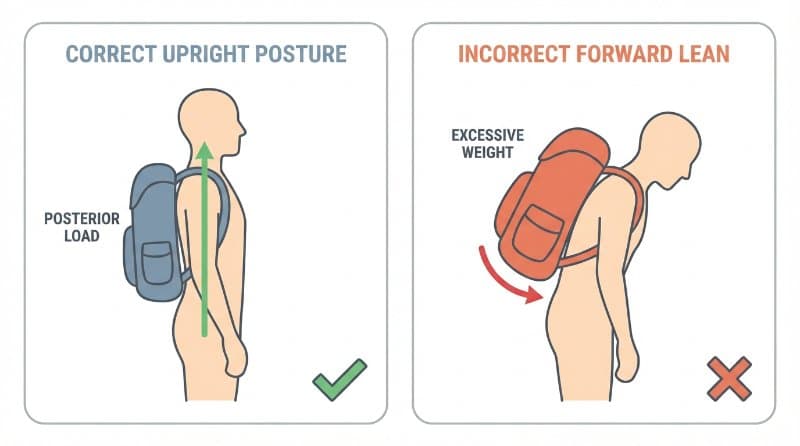 Anatomy of proper rucking posture versus poor posture with excessive load