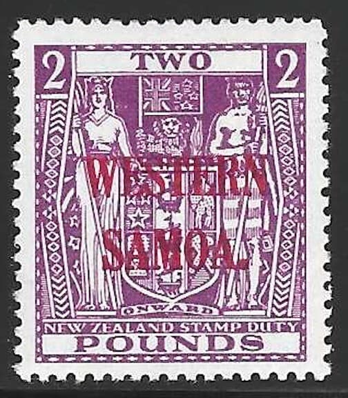 Samoa, Scott #200, 2 pounds violet, carmine overprint, mint, very lightly hinged