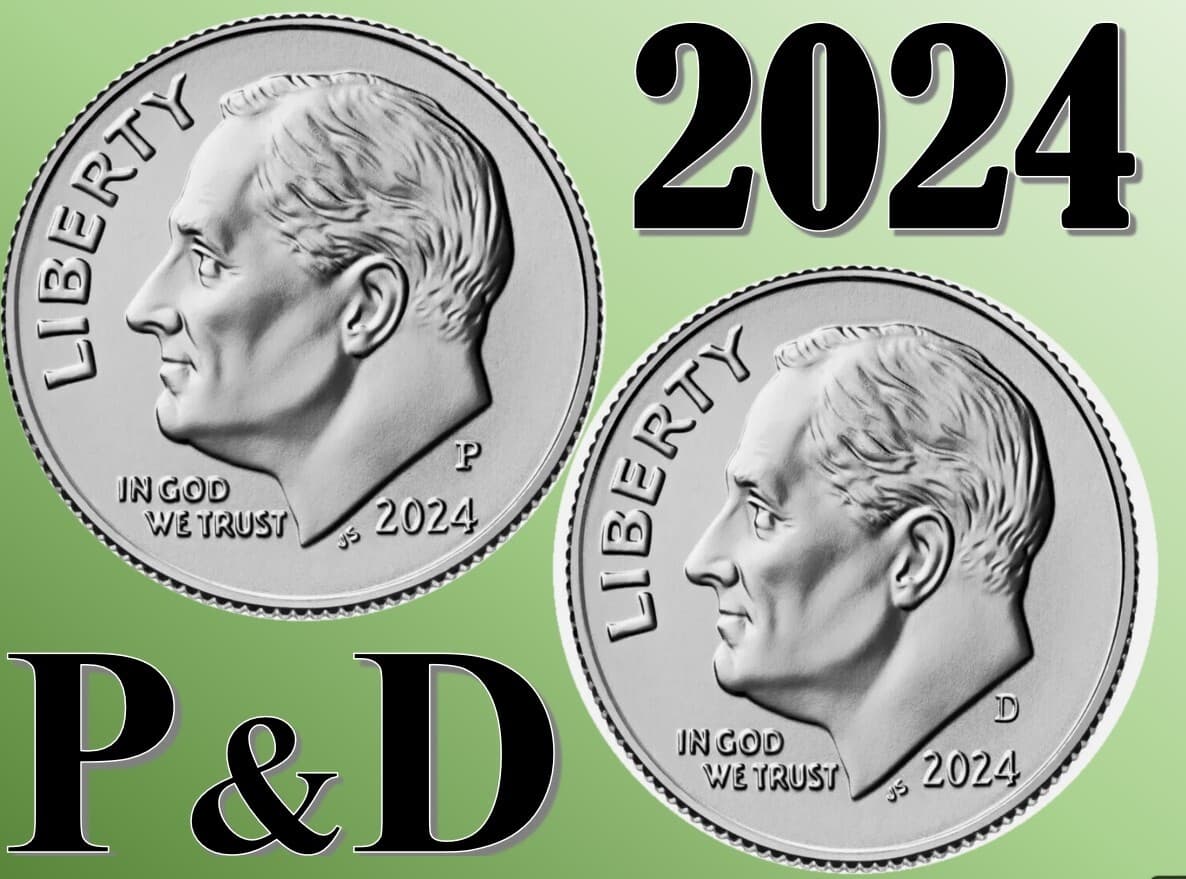 💰 2024 P & D Roosevelt Dime - 10 Cent - UNC - Set 2 coins