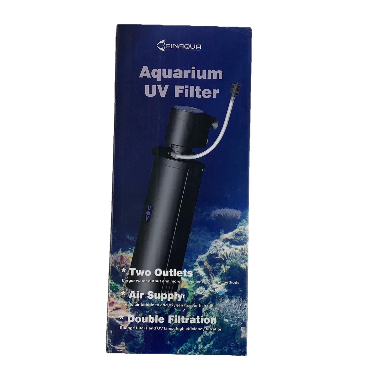 Finaqua Aquarium Double Filter Ultra Violet Submersible UV Filter Two Outlets