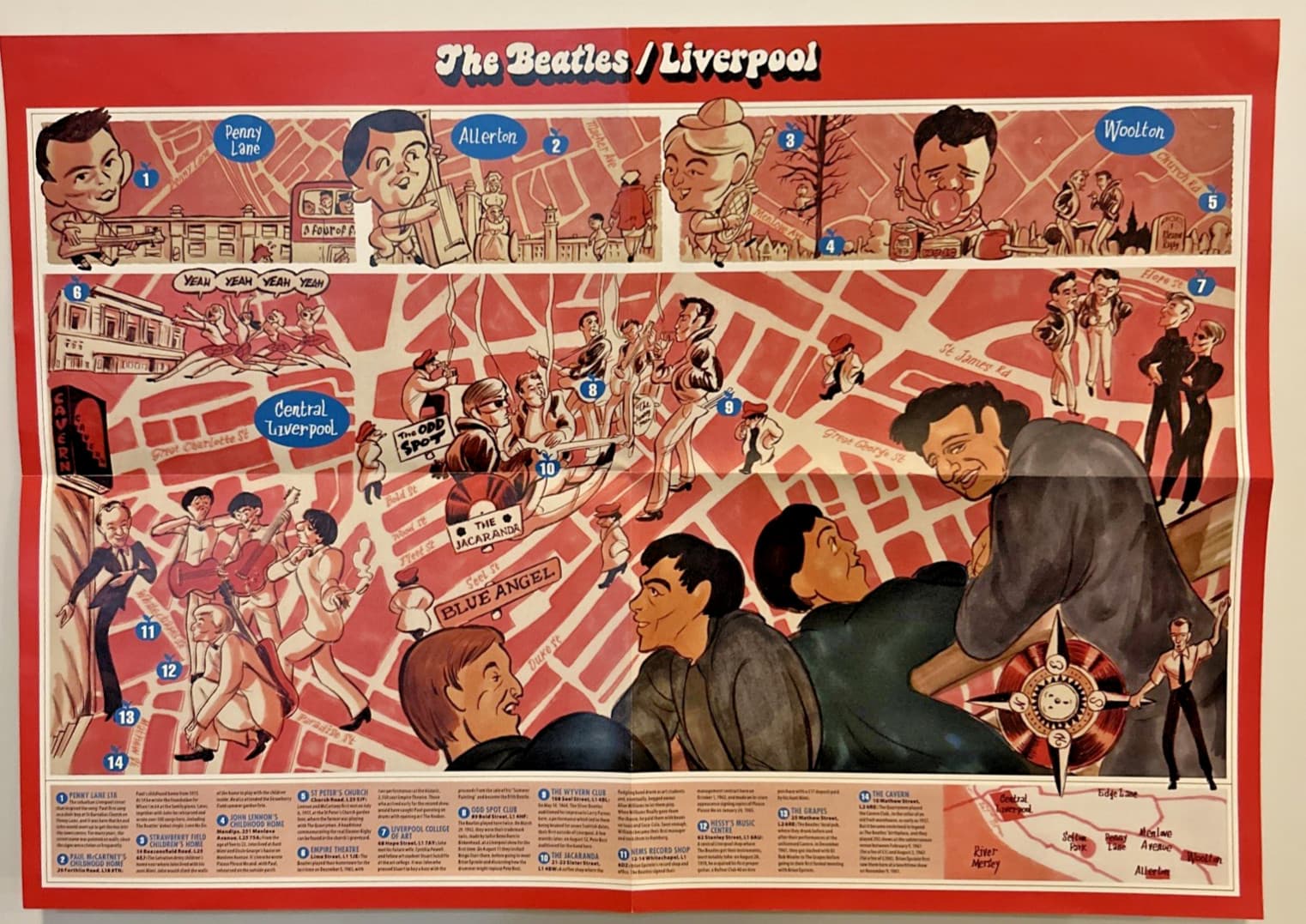 The Beatles Liverpool London Red Blue Map Poster Two-Sided Mojo Magazine 2019