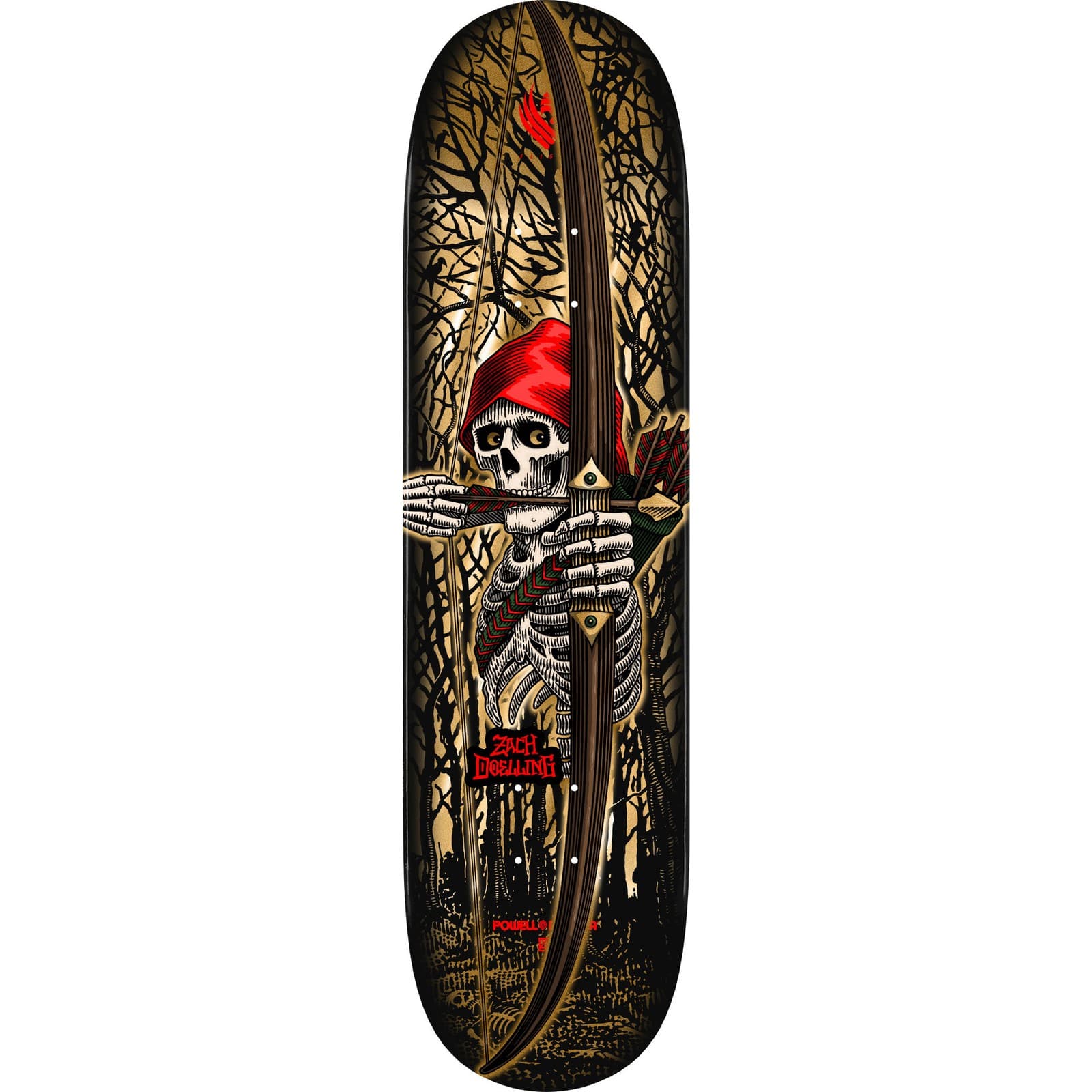 Powell Peralta Skateboard Deck Flight Zach Doelling Archer Twin Gold Foil 8.3"