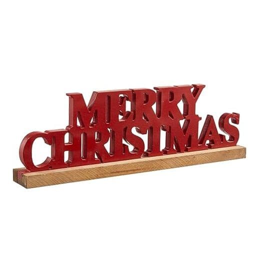 Rustic Red Merry Christmas Signs for Home Decor 16 Inches, Handmade Distressed