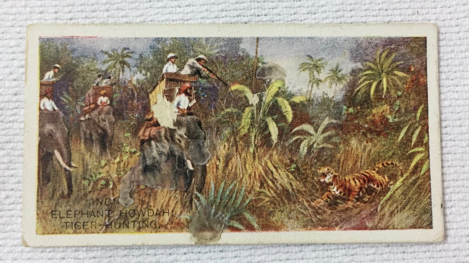 1927 tobacco card Modes Of Conveyance #17 ~ INDIA, ELEPHANT HOWDAH TIGER HUNTING