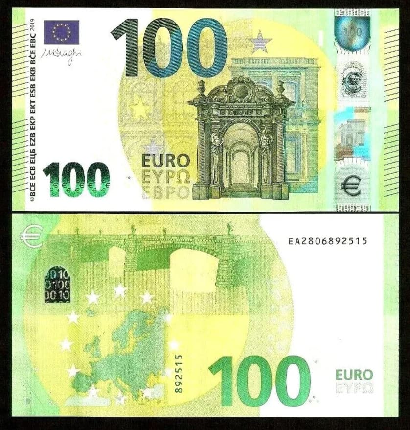 European Union SLOVAKIA 100 EUROS P-New 2019 Draghi Sign EURO UNC Currency NOTE