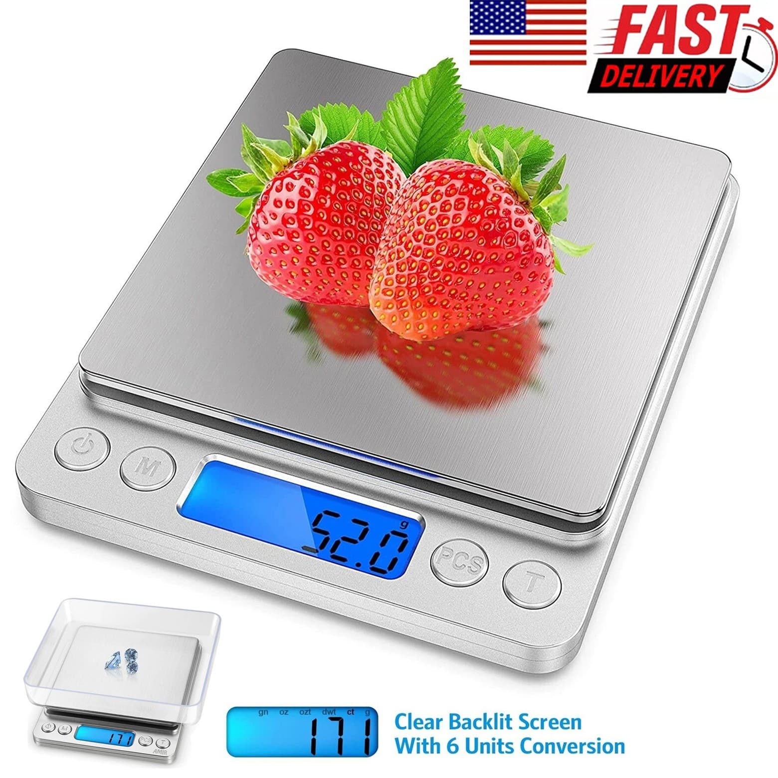 Digital Scale 3000g x 0.1g Jewelry Gold Silver Coin Gram Pocket Size Herb Grain