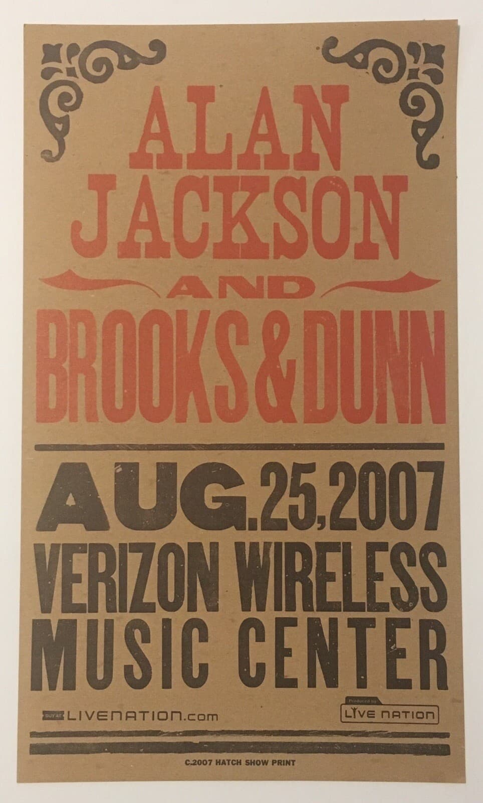 ALAN JACKSON / BROOKS & DUNN Hatch Show Print 2007 Poster Verizon Music Center