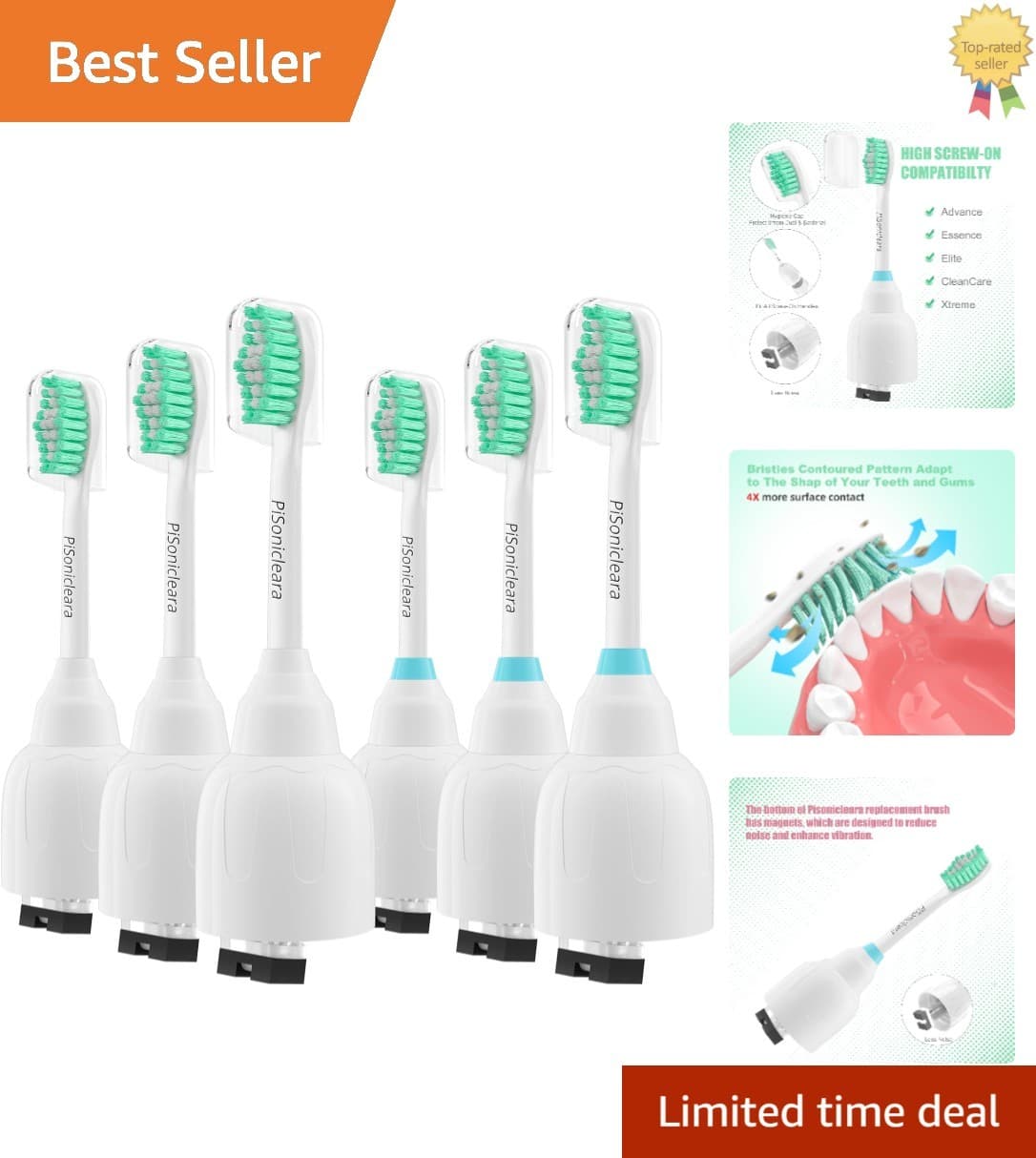 6 Pack Toothbrush Replacement Brush Heads for Philips Sonicare E Series HX700...