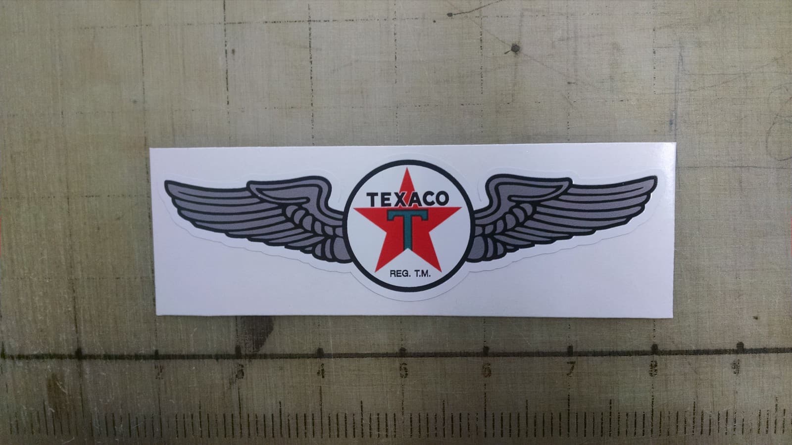Vintage Texaco aviation wings gas gasoline sticker 6"x1.75"