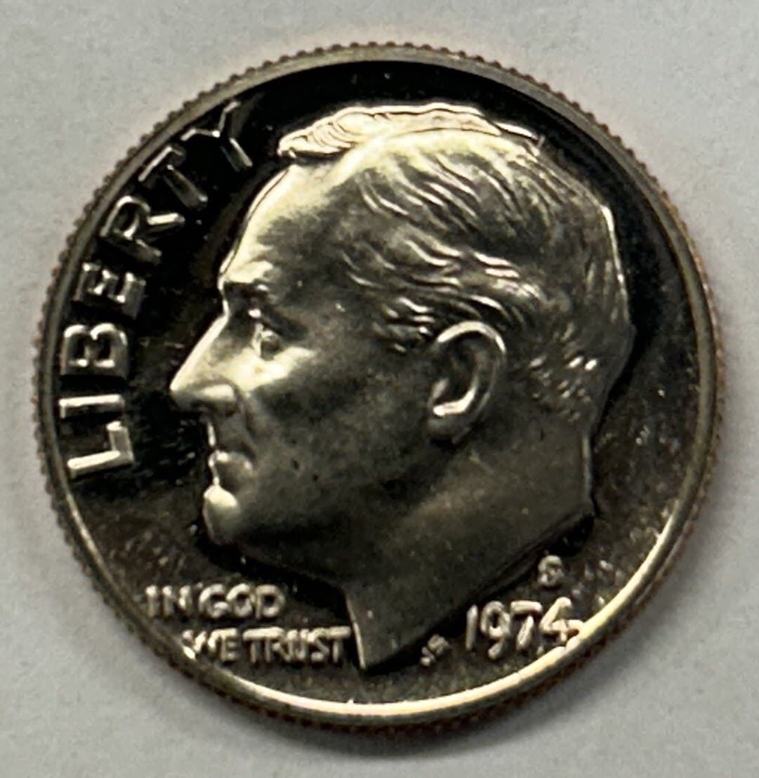 1974 S Roosevelt Dime from Proof Set with Free Shipping