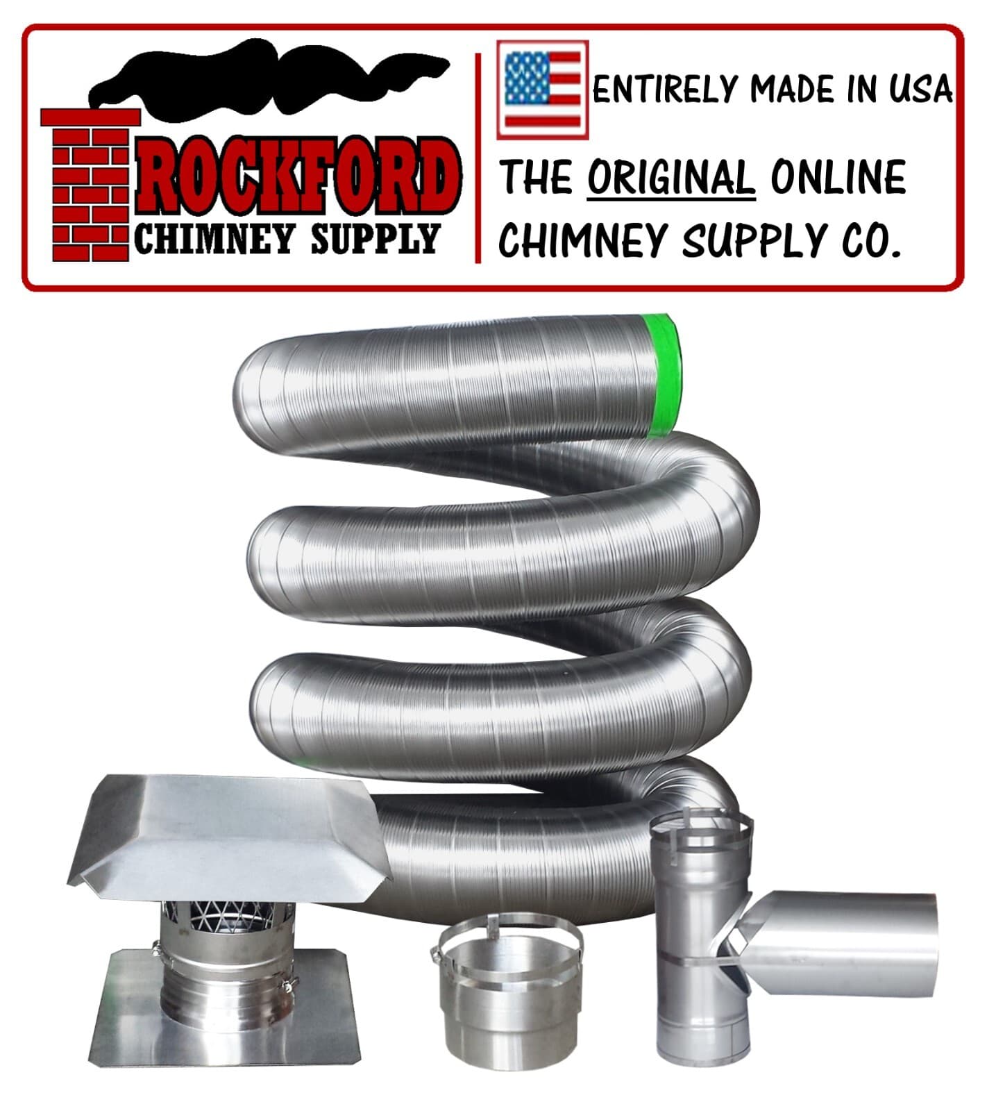 6" 316 Flexible Chimney Liner Tee Kit or Insert Kit with Optional Insulation