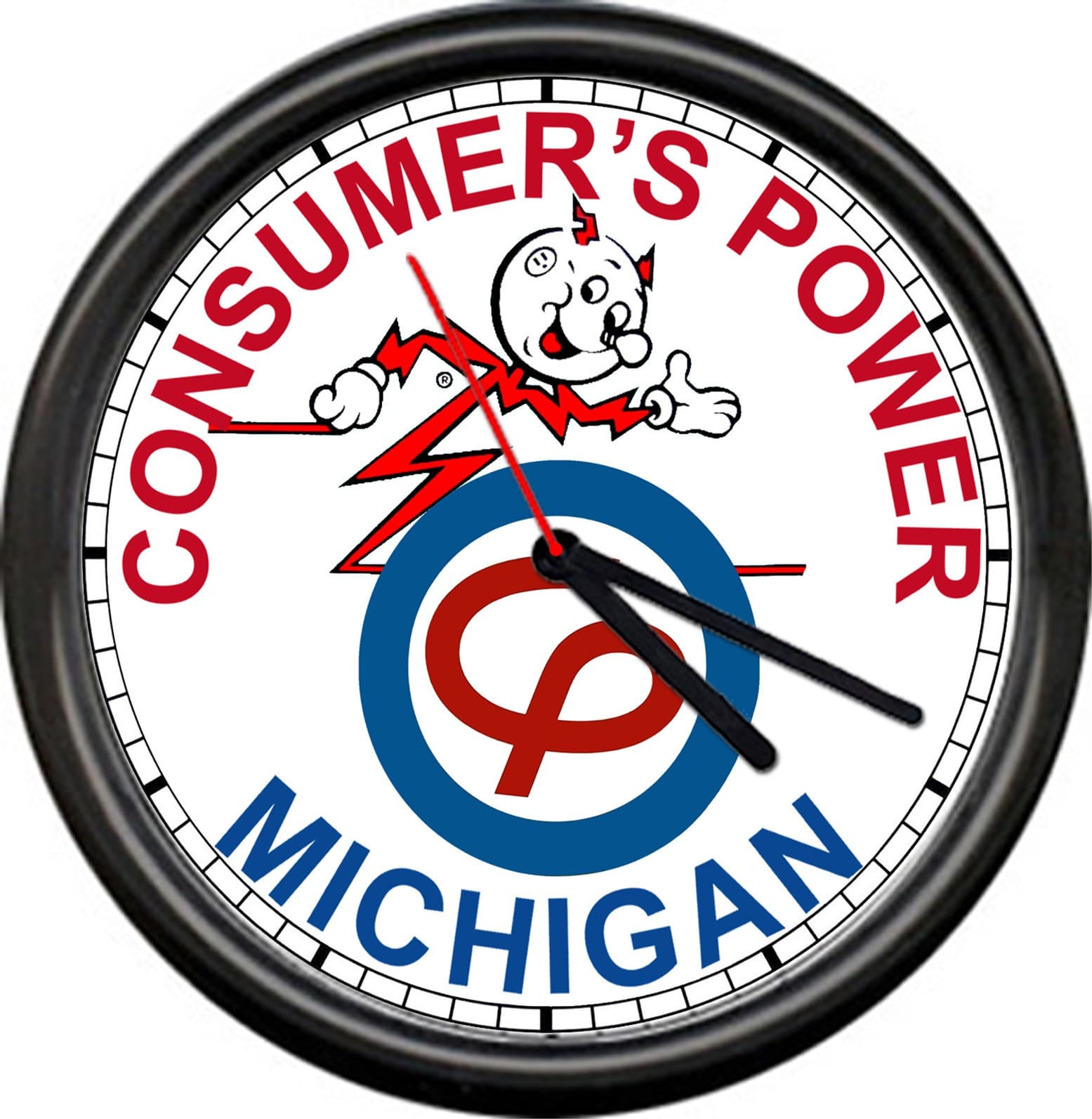 Reddy Kilowatt Electrician Utility Consumer's Power Michigan Sign Wall Clock