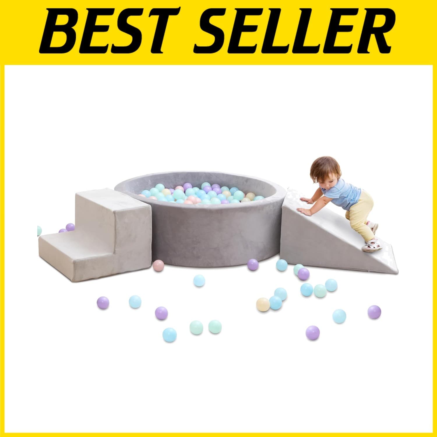 Toddler Indoor Playground with Climbing Blocks and Ball Pool