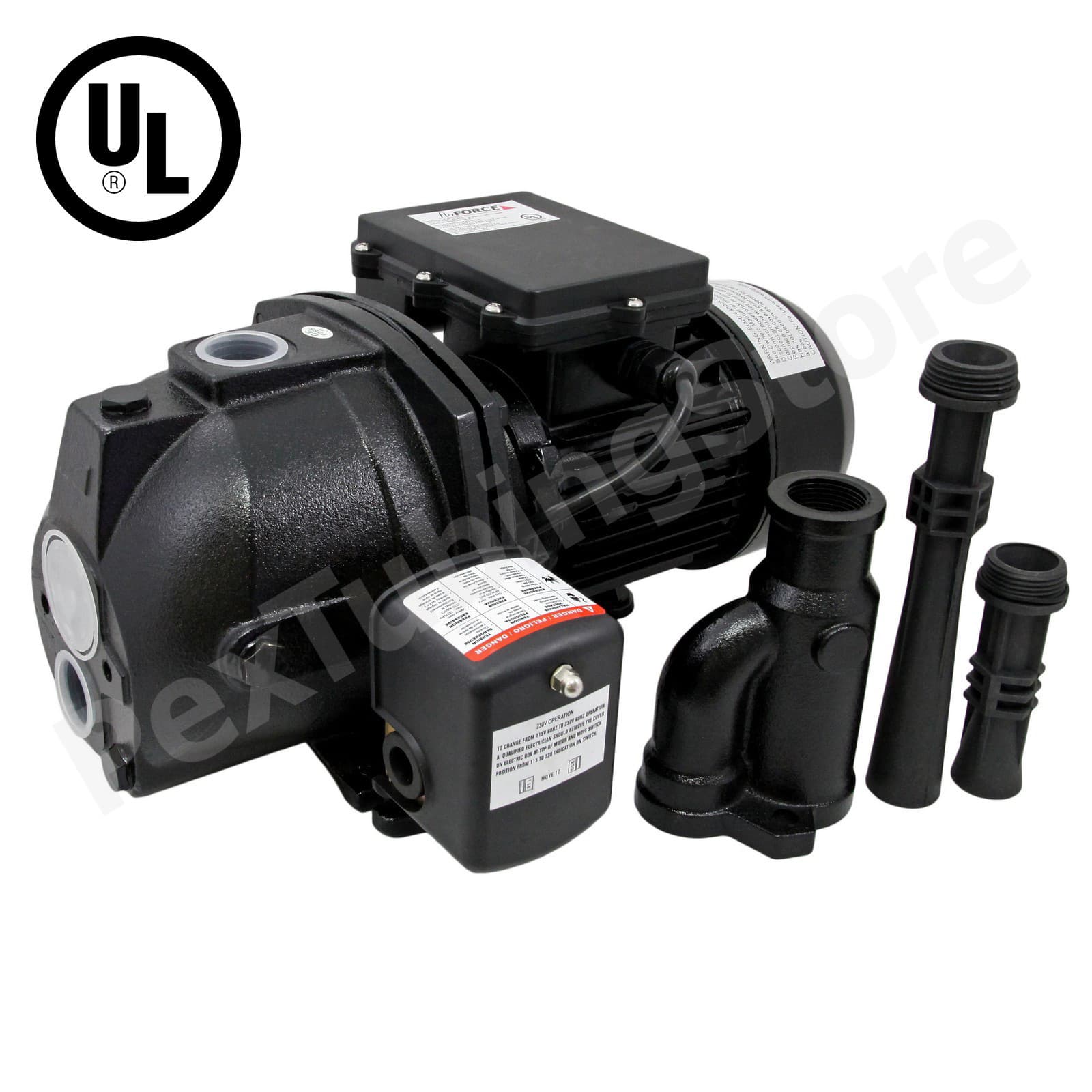 1/2, 3/4 or 1 HP Shallow Well or Deep Well Jet Pump w/ Pressure Switch, 115/230V