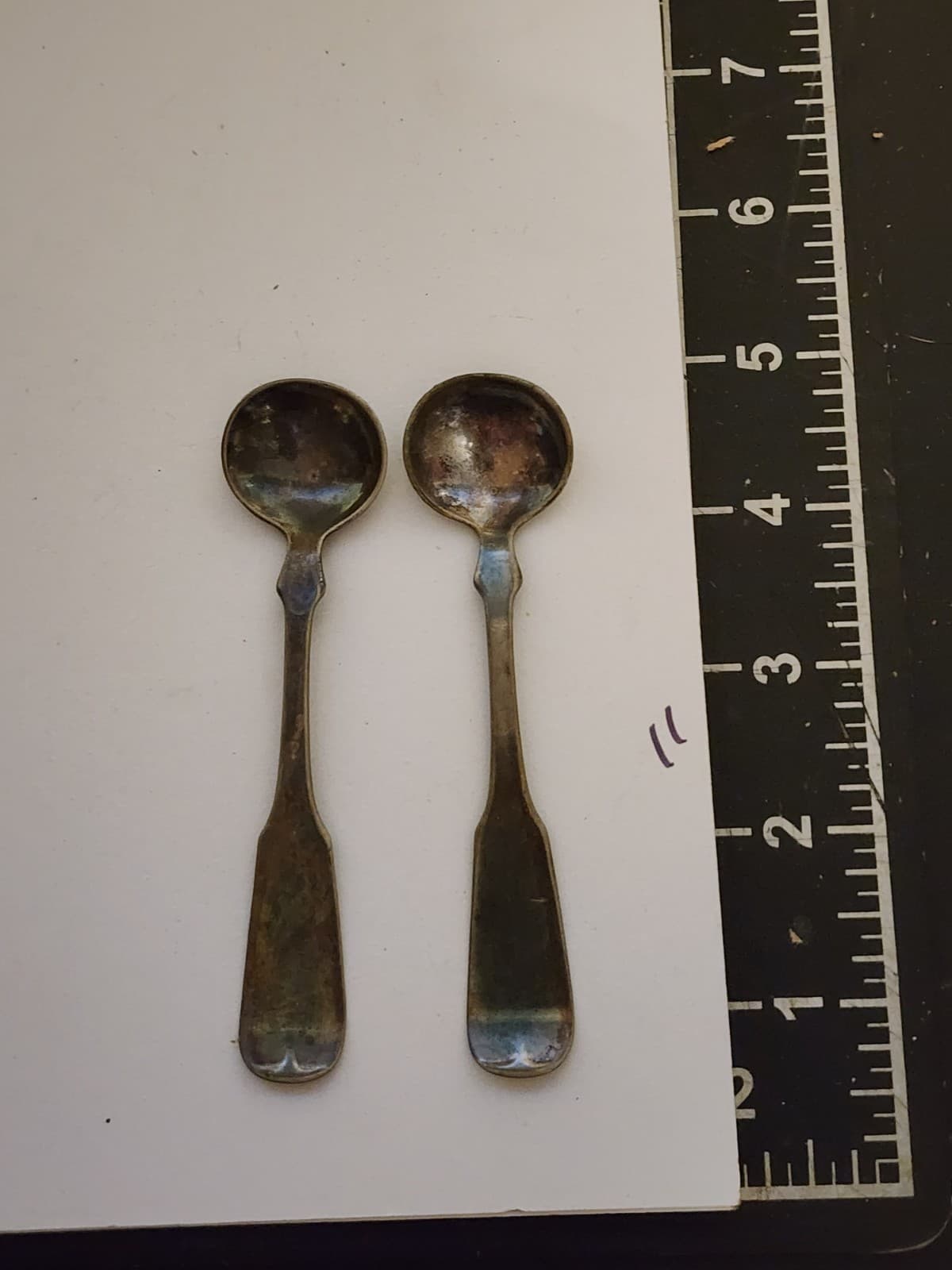Antique 2 Open Salt Spoon or Mustard Ladle Lot Of 2