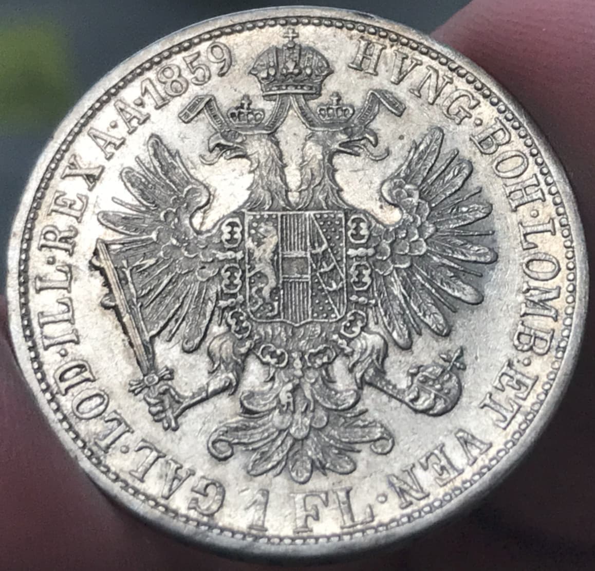 1859-A Austrian Empire 1 Florin - Francis Joseph I - 12.34g .900 Silver