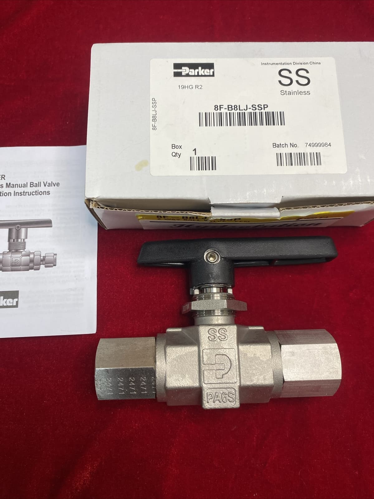 PARKER Ball Valve 8M8F-B8LJ-SSP Genuine Parker Products