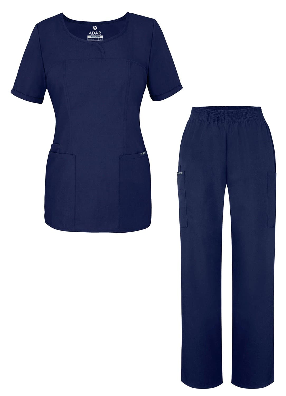 Adar Universal Women's Scrub Set - V-neck Scrub Top and Elastic Pull Scrub Pants