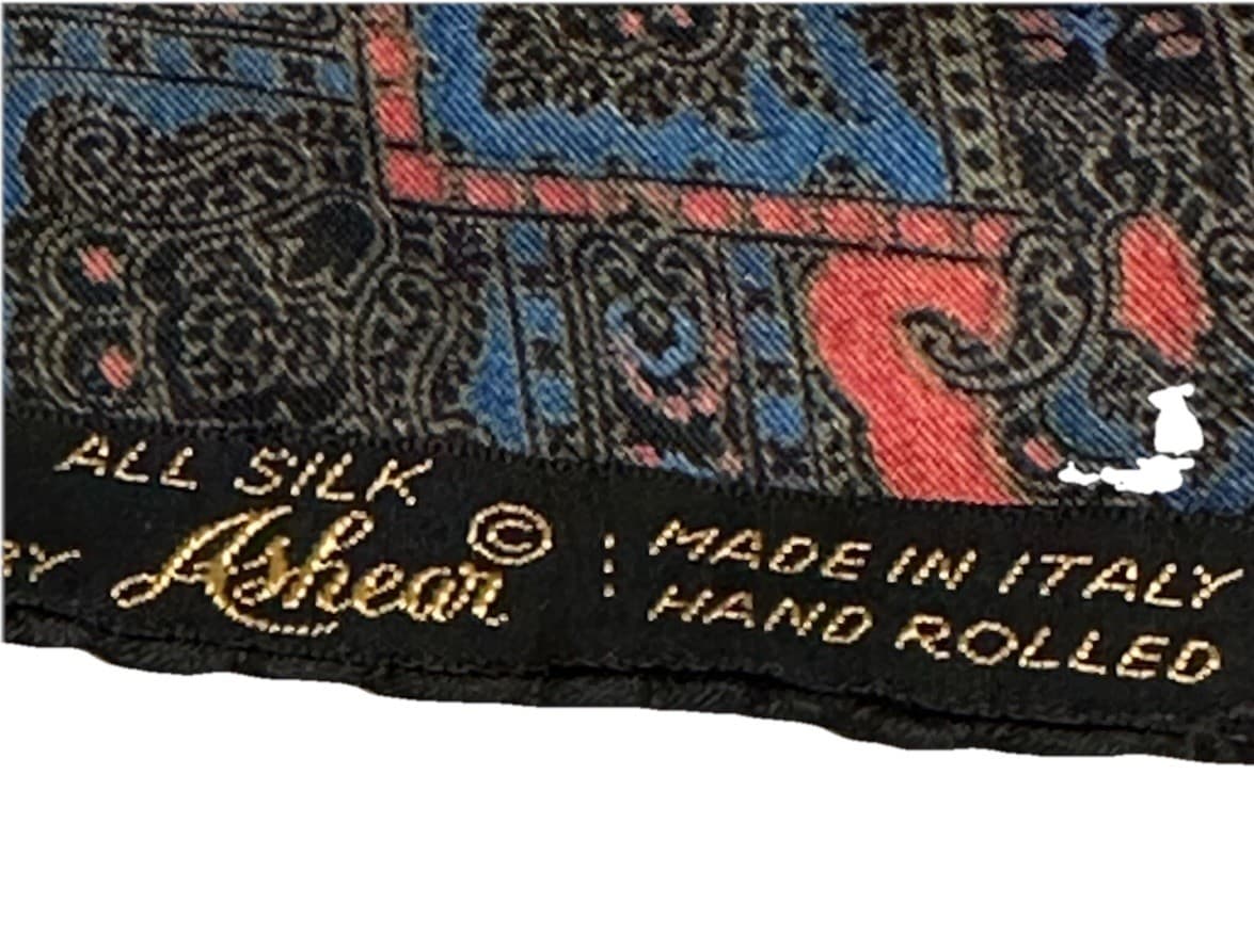 ASHEAR 100% Silk 18 inch Square Scarf Made In Italy Hand Rolled