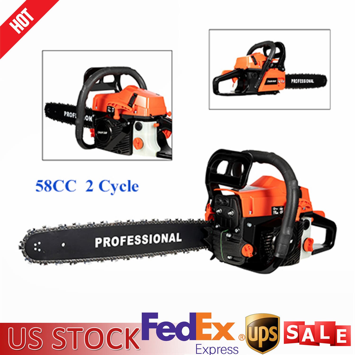 2-Stroke Gasoline Chainsaw 62 CC 20" Power Engine Wood Cutting Gas Chain Saw new