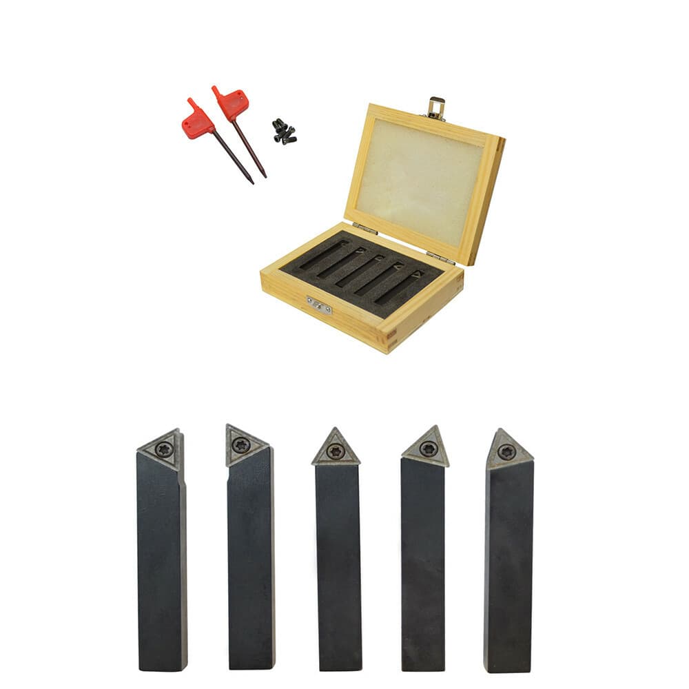 5/16" 5 Pc Indexable Carbide Insert Turning Tool Bit C6 Chipbreaker Lathe