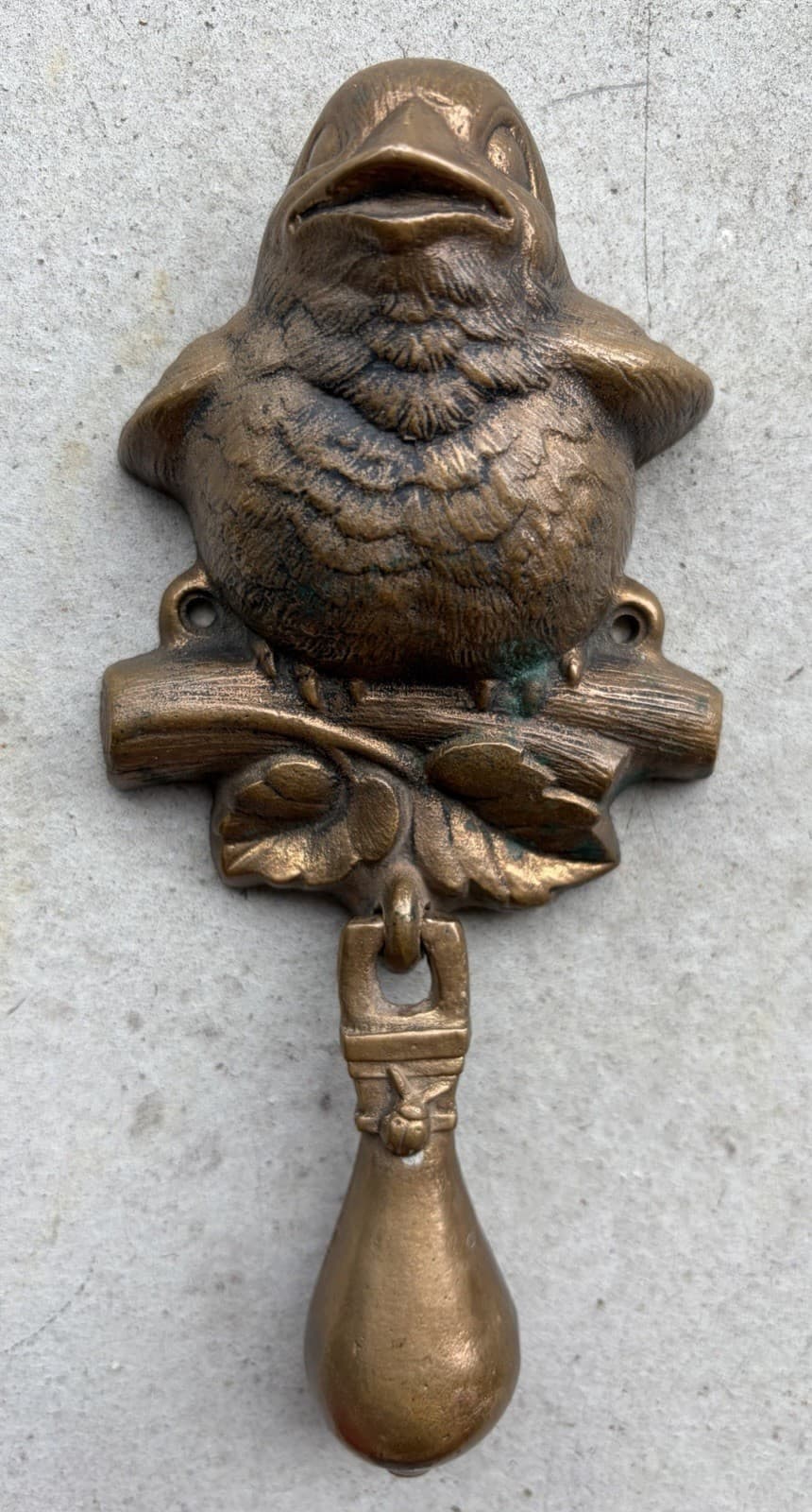 VINTAGE HEAVY SOLID BRASS 2.25LB. BIRD DOOR KNOCKER GEORGE CARRUTH 1991