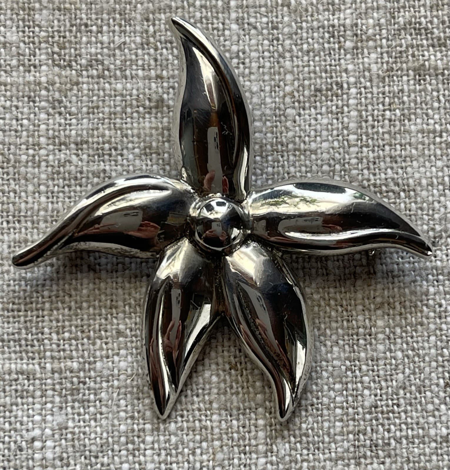 Sterling Silver 925 Hawaiian Plumeria or Poinsettia Flower 2.25” Brooch Pin 15g