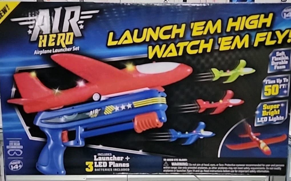 Air Hero Airplane Launcher Set With Launcher & 3 LED Planes New