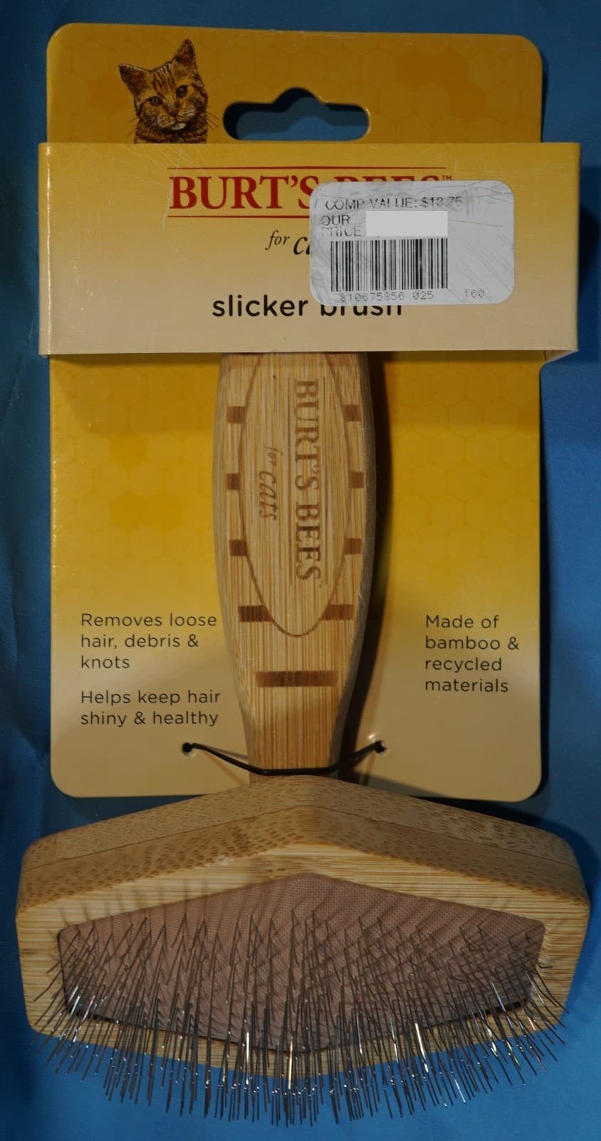 NEW Burt's Bees for Pets Slicker Brush Removes Loose Cat Fur Prevents Matting
