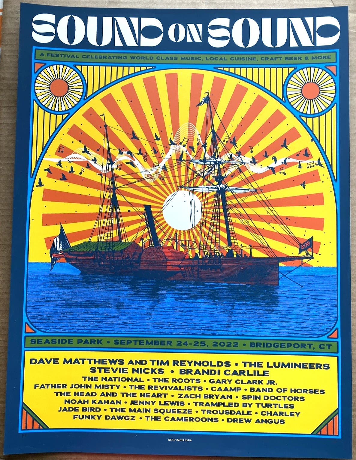SOUND ON SOUND Bridgeport CT 2022 AP POSTER Dave Matthews Lumineers Noah Kahan