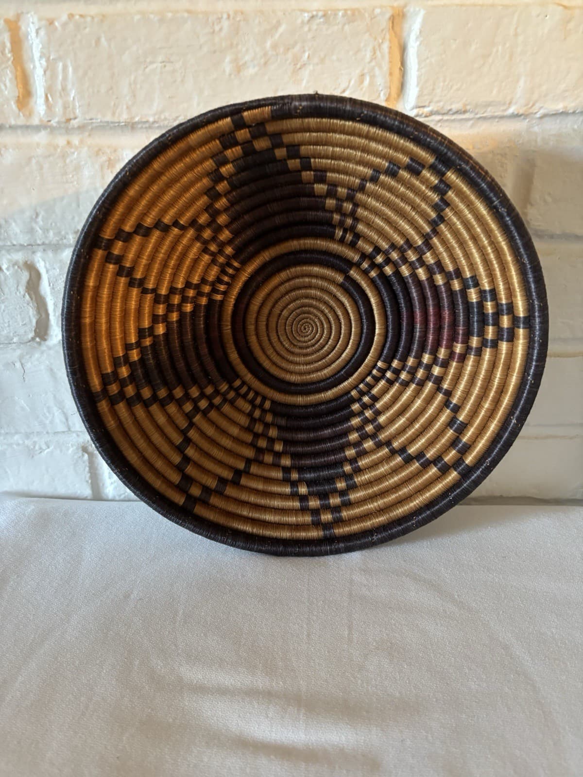 Handmade African Woven Basket Made Of Woven Plant Fibers