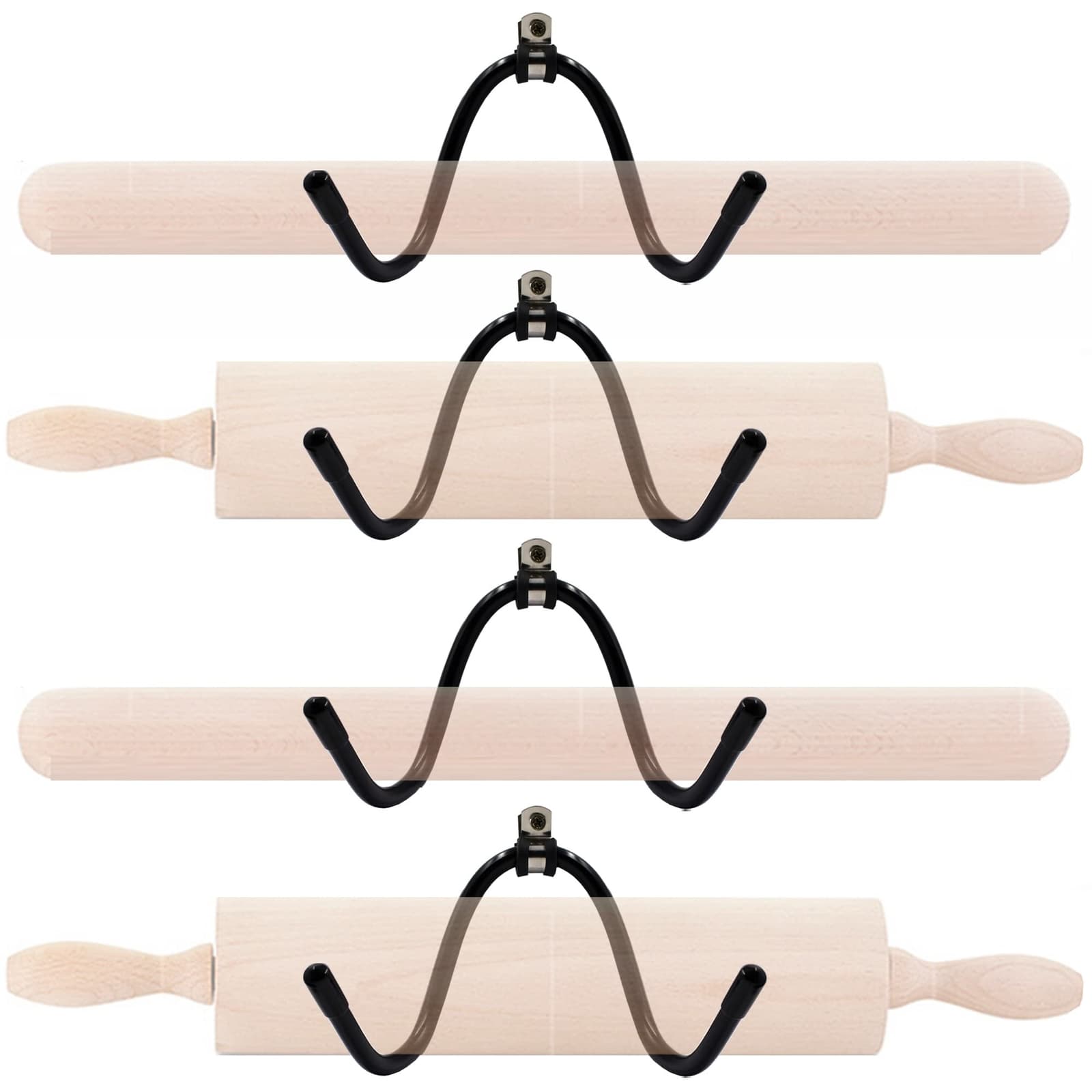 4 Pack Rolling Pin Holder Display Rack Storage for Kitchen Wall Hanging Rack