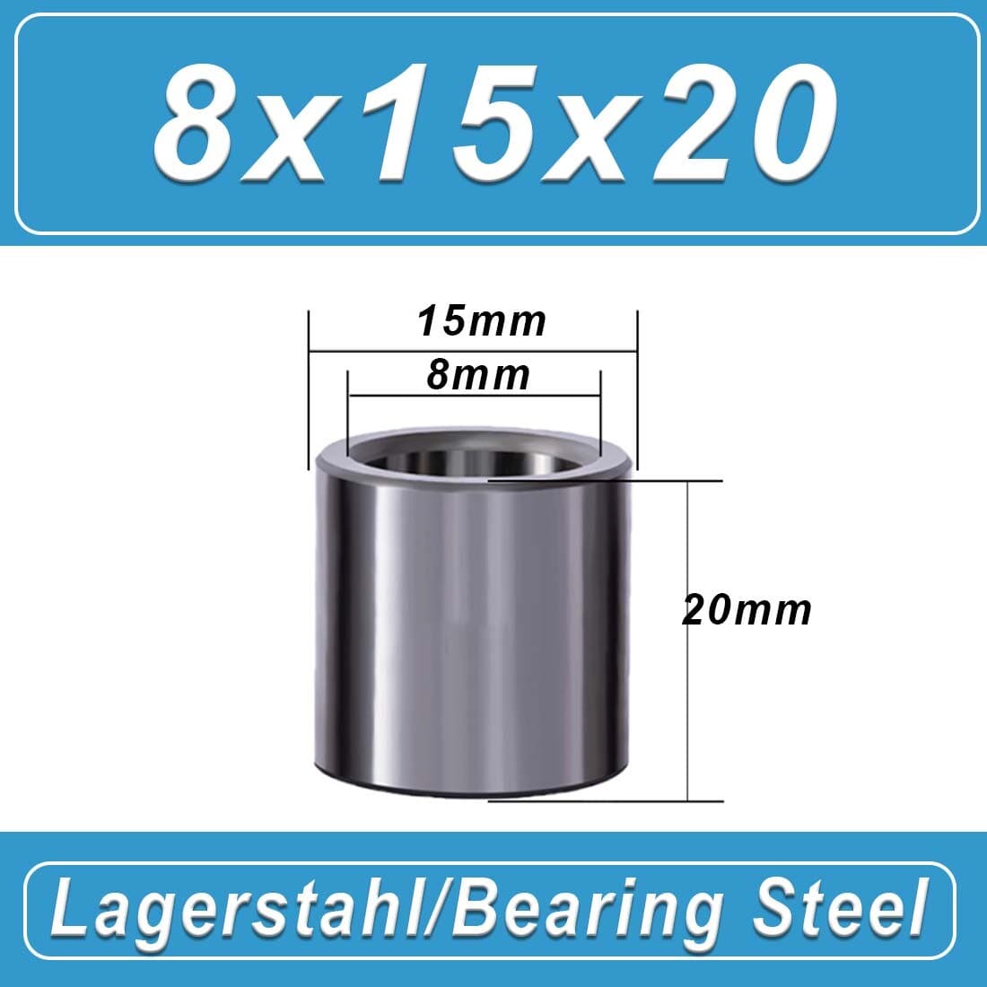 Bearing Steel Sleeve Bushing Ø3/4/5/6/7/8/9/10mm Wear-Resistant Standoff Spacers