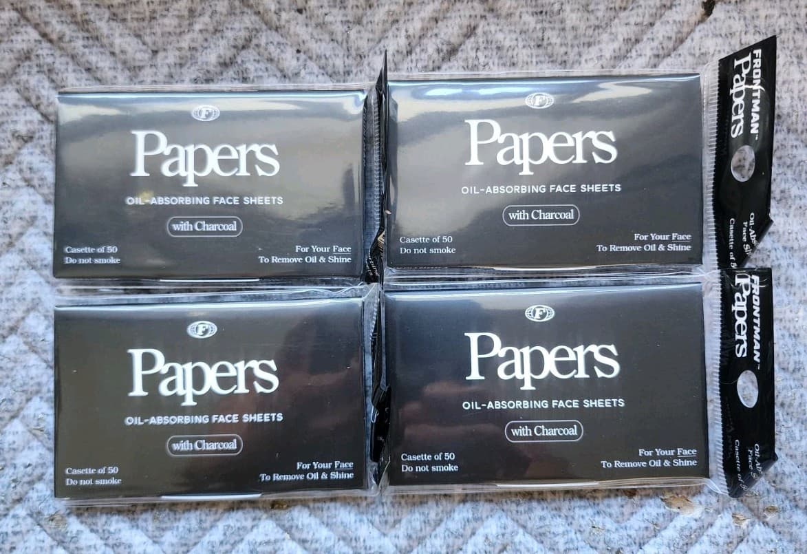 Lot Of 4 Packs Frontman Oil-Absorbung Face Sheets With Charcoal NEW, 200 Papers