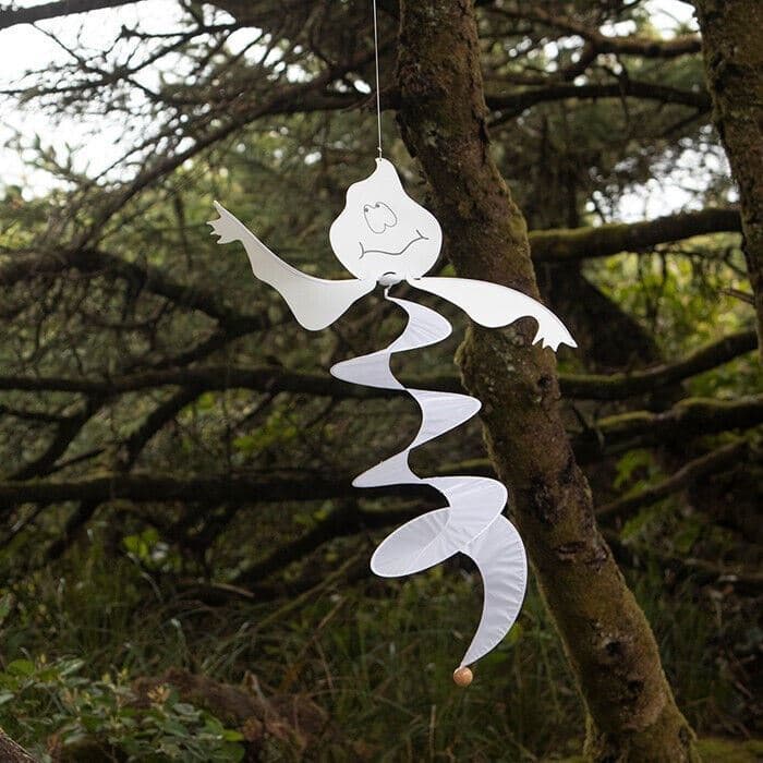 44”L GHOST CURLIE Halloween Twister Hanging Wind SPINNER garden décor – WF-80841