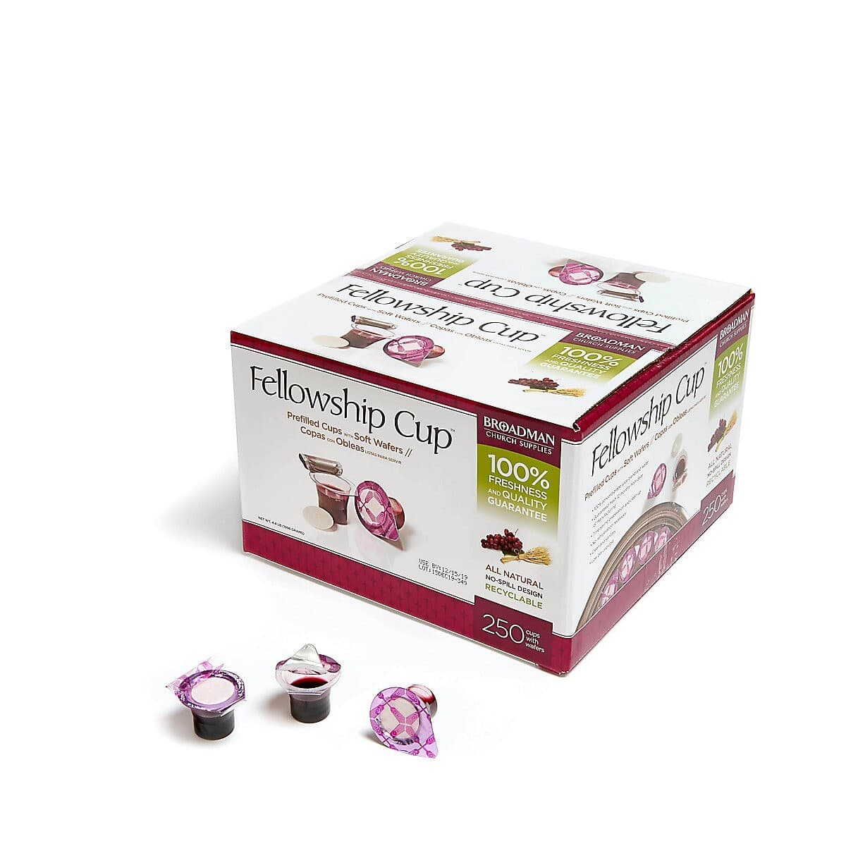 Fellowship Prefilled Communion Cups & Soft Wafers, Box of 250 FedEx 2nd day ship