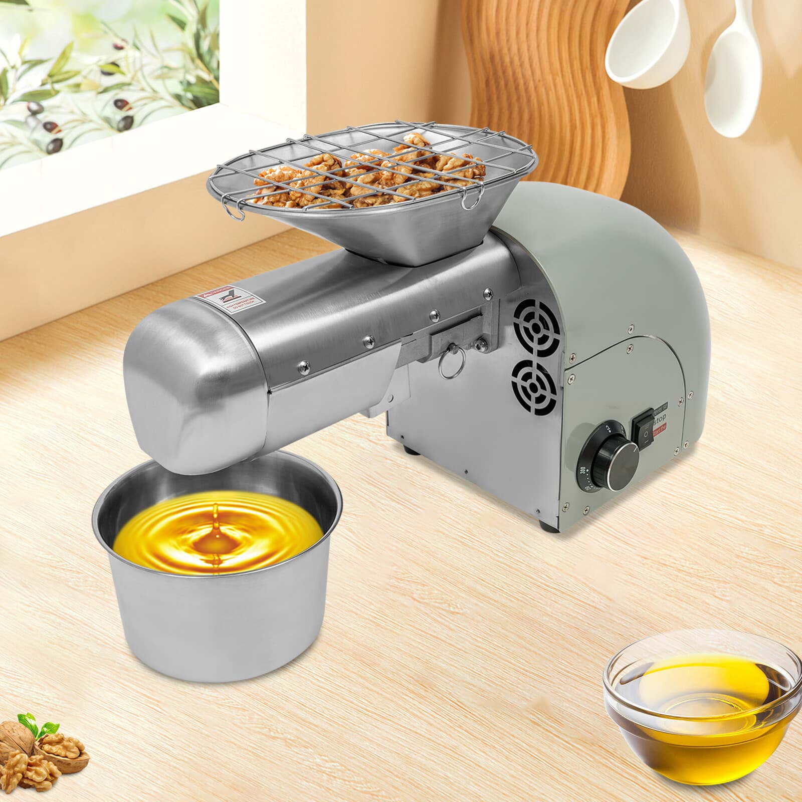 Automatic Hot and Cold Oil Press Machine Stainless Steel Oil Expeller 110V 1800W