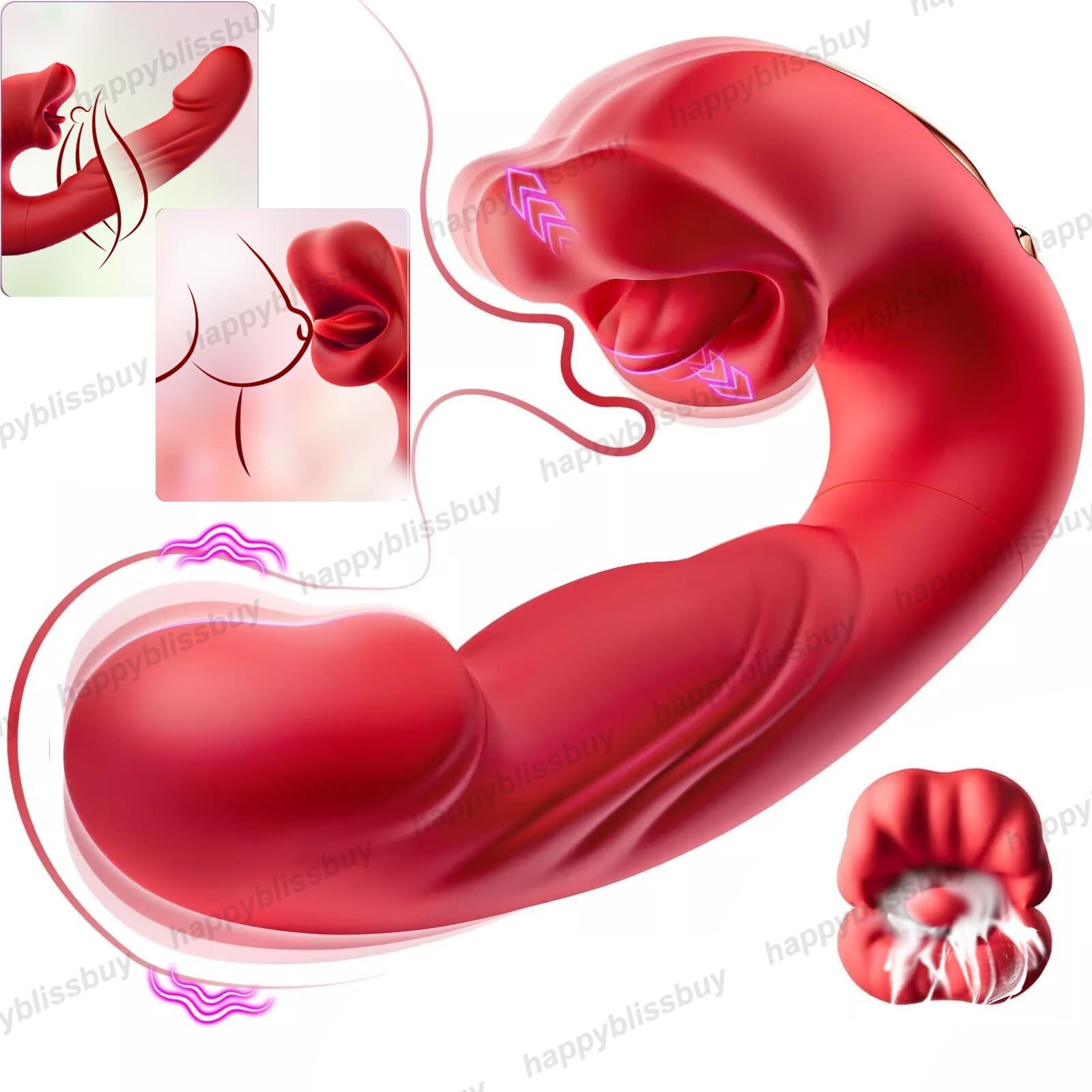 Rose Tongue Licking Sucking Clitoral Vibrator Thrusting Dildo Sex Toys for Women