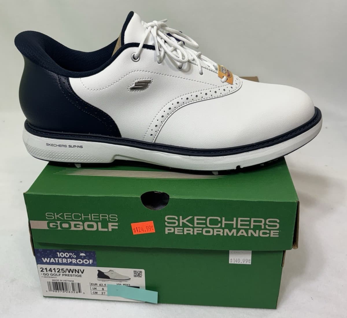 Skechers GO GOLF PRESTIGE Slip Ins Men's Golf Shoes NEW White Navy