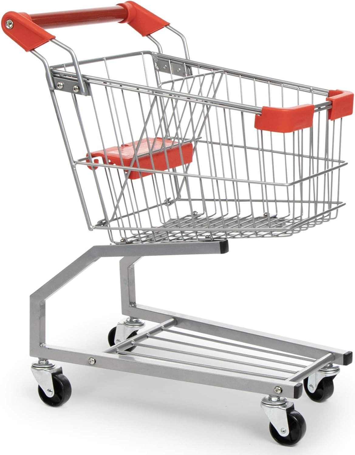 Toy Metal Shopping Cart - Supermarket Pretend Play Grocery Cart for Kids and Tod
