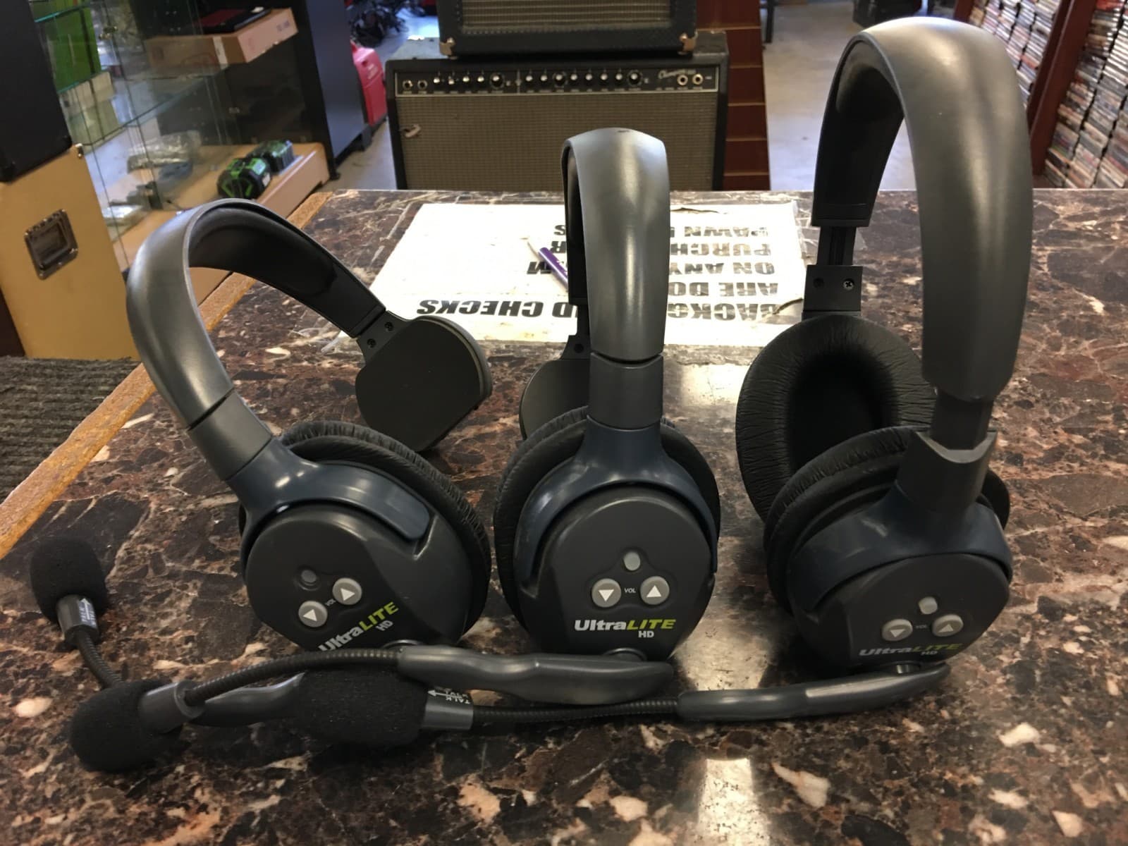Lot Of 3 Eartec Ultralite HD Wireless Headset Systems With Batteries