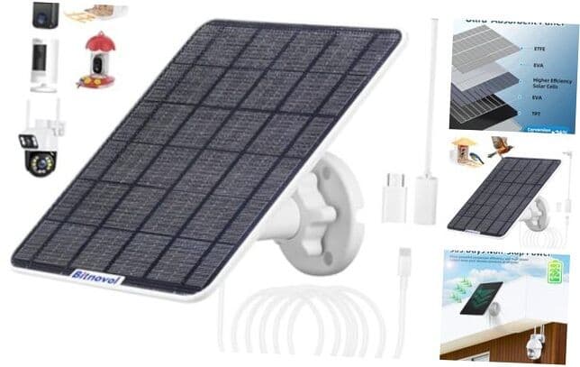 for Bird Feeder Camera - USB C Solar Monocrystalline Silicon 8W Solar Panel