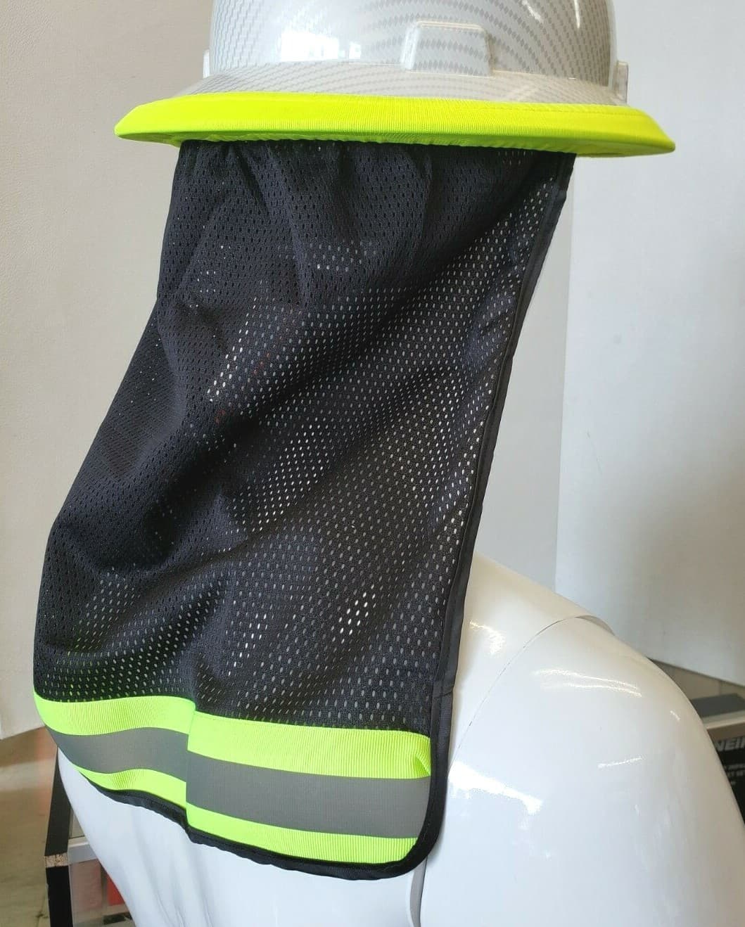 FX SAFETY HARD HAT NECK SHIELD HELMET SUN SHADE HI VIS REFLECTIVE STRIPE