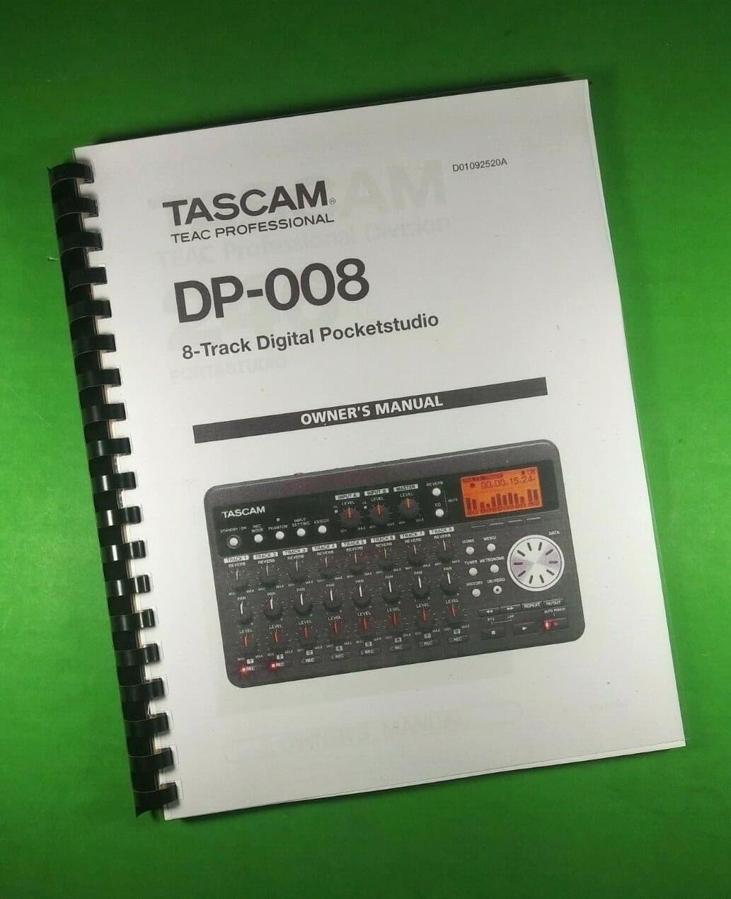 Owners Manual for TASCAM DP-008 Pocket Studio 88 Pages W/Clear Covers!