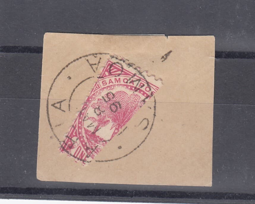 Samoa 1895 1d Red Bisect On Piece Apia CDS BP2978